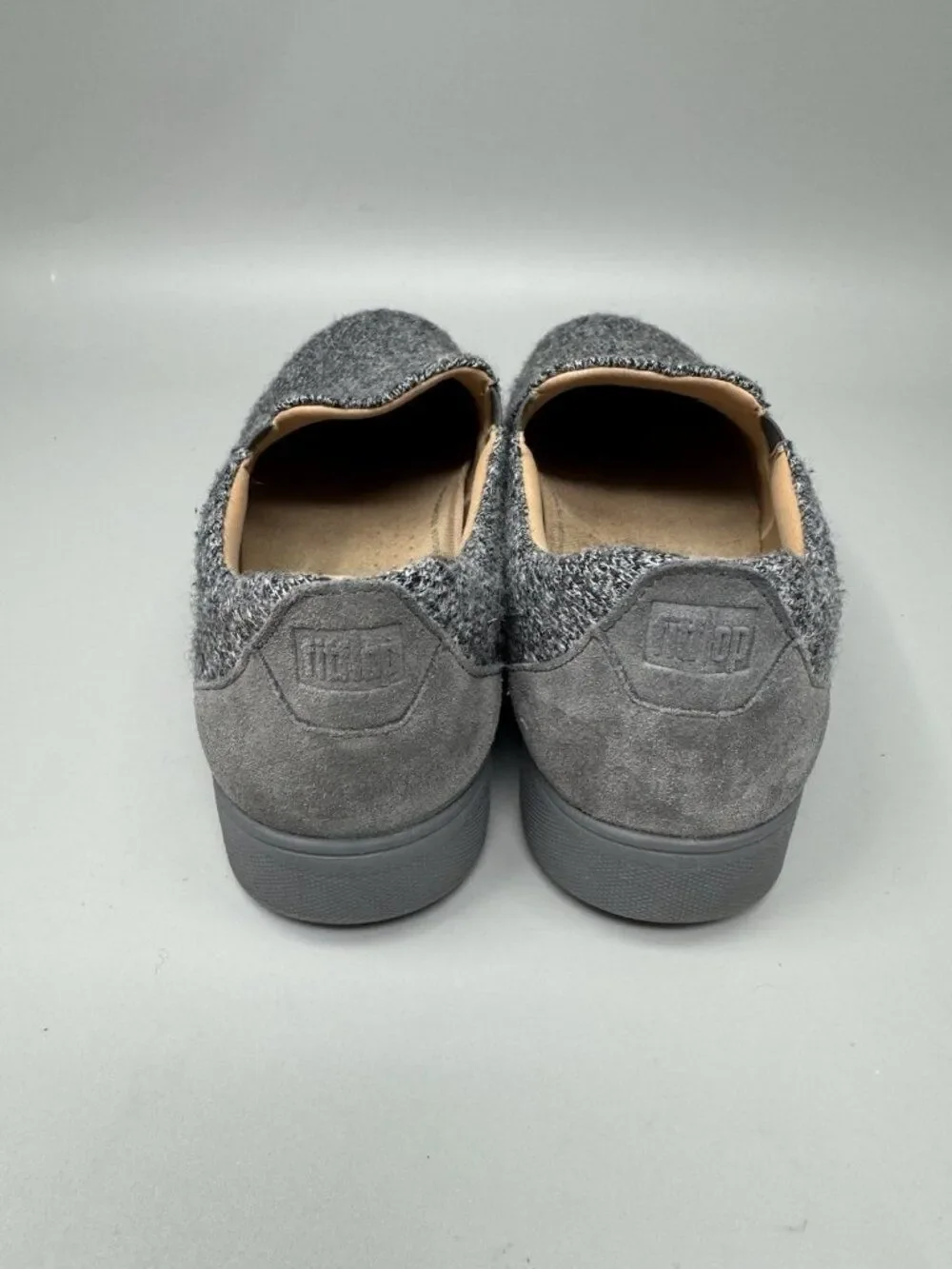 Fitflop Rally Women’s Sz 8 Merino Wool Love Gray Slip On Comfort Sneakers